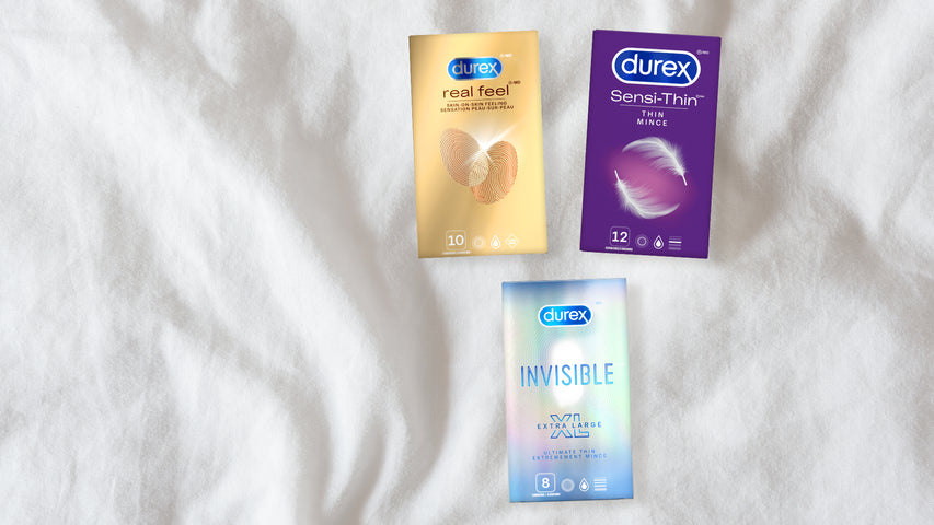 Durex Real Feel, Sensi-Thin, and Invisible XL condoms are some of many condoms we have that offer reliable protection and pleasure.