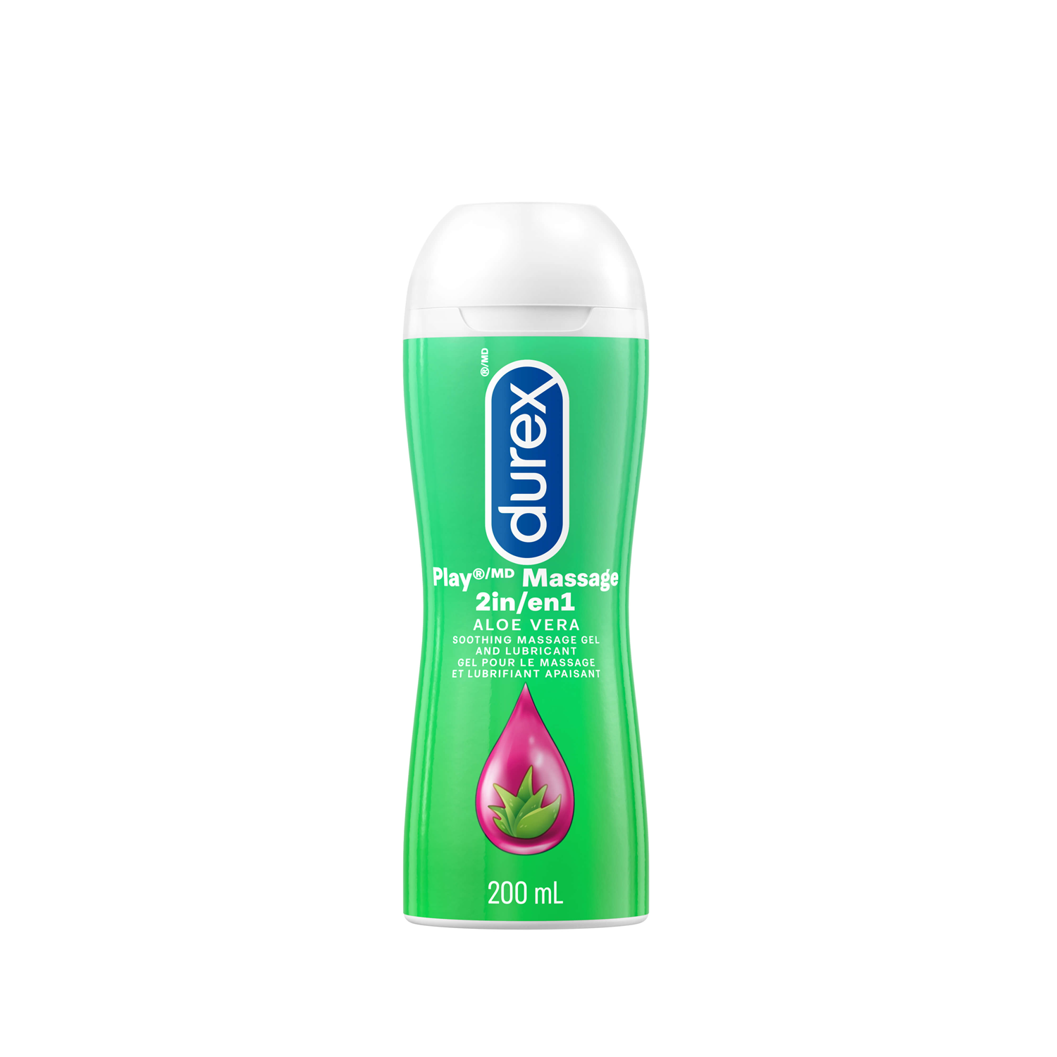packshot of Durex Play Massage 2 in 1 Aloe Vera lube bottle