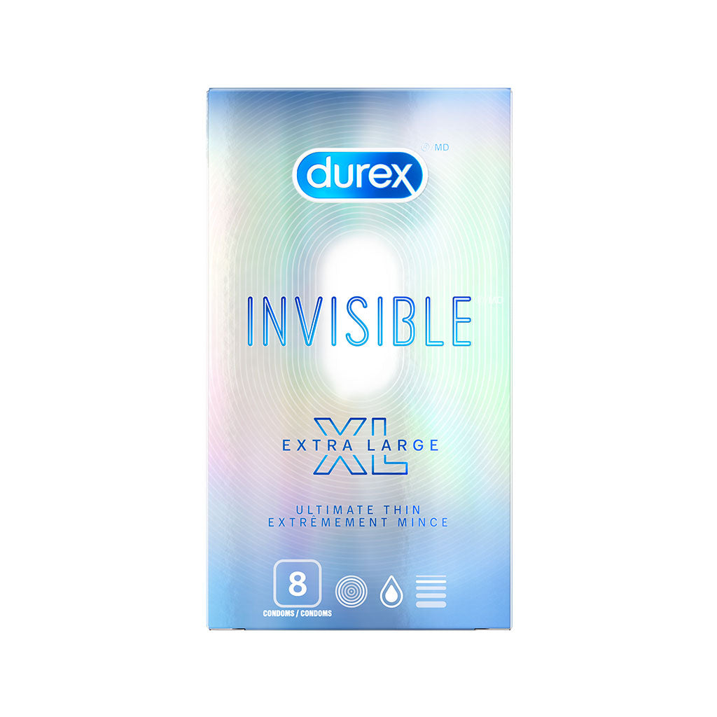packshot of Durex Invisible extra large condoms, 8 count