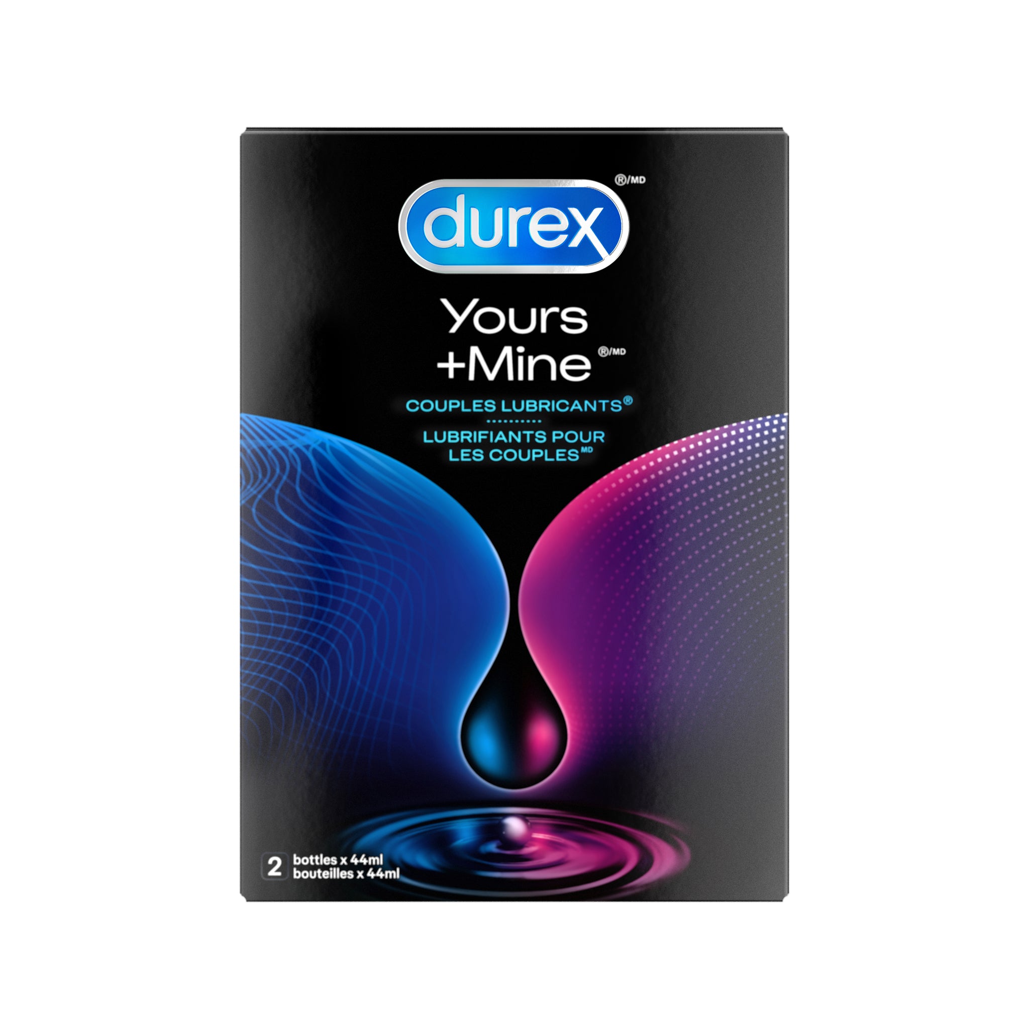 packshot of Lubrifiant pour couples Durex Yours + Mine dans son emballage.