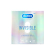 Les condoms Invisible sont vendus en paquet de 16 dans une boîte d’apparence translucide.