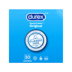 Un paquet de 30 condoms Durex Sensi-Crème Original.