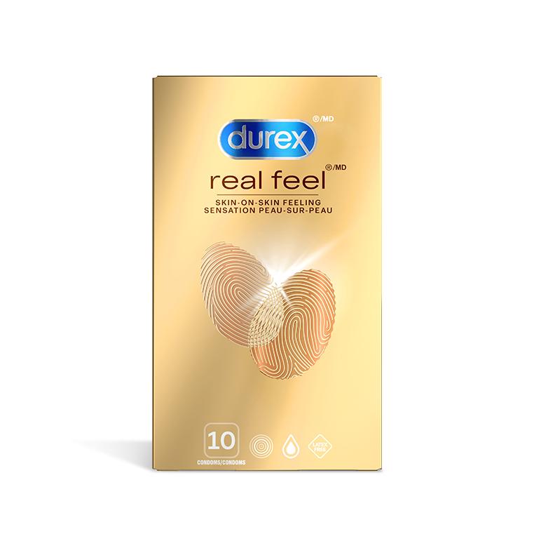 packshot of Durex Real Feel non-latex condoms, 10-pack