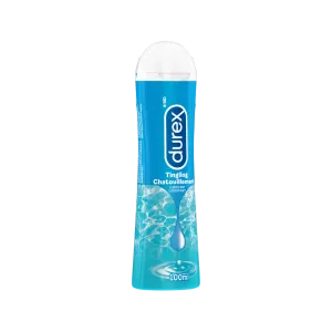 Durex tingle lube bottle’s side profile./FR Profil de la bouteille de lubrifiant Durex Chatouillement.