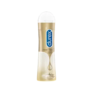 Plan latéral du lubrifiant intime Durex Real Feel.