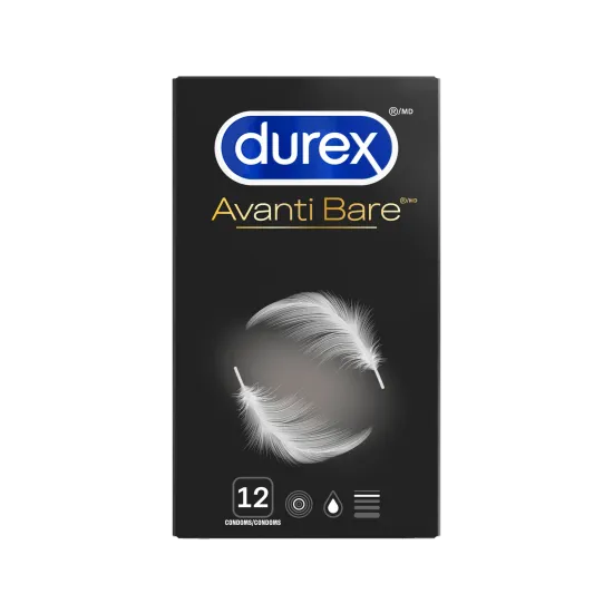 Condoms en latex Durex Avanti-Bare pour une sensation naturelle, en paquet de 12