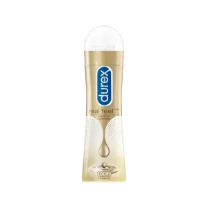 Bottle of Durex Real Feel lube.