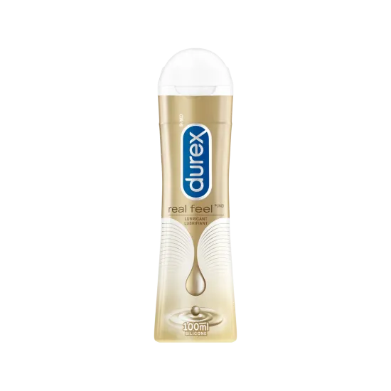 Bottle of Durex Real Feel lube.