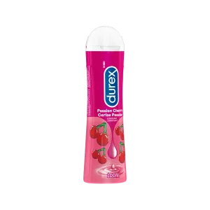 Profil de la bouteille de lubrifiant intime Durex à la cerise.