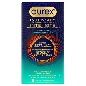 Durex Intensité Premium Taille ajustée, condoms sans latex, paquet de 8